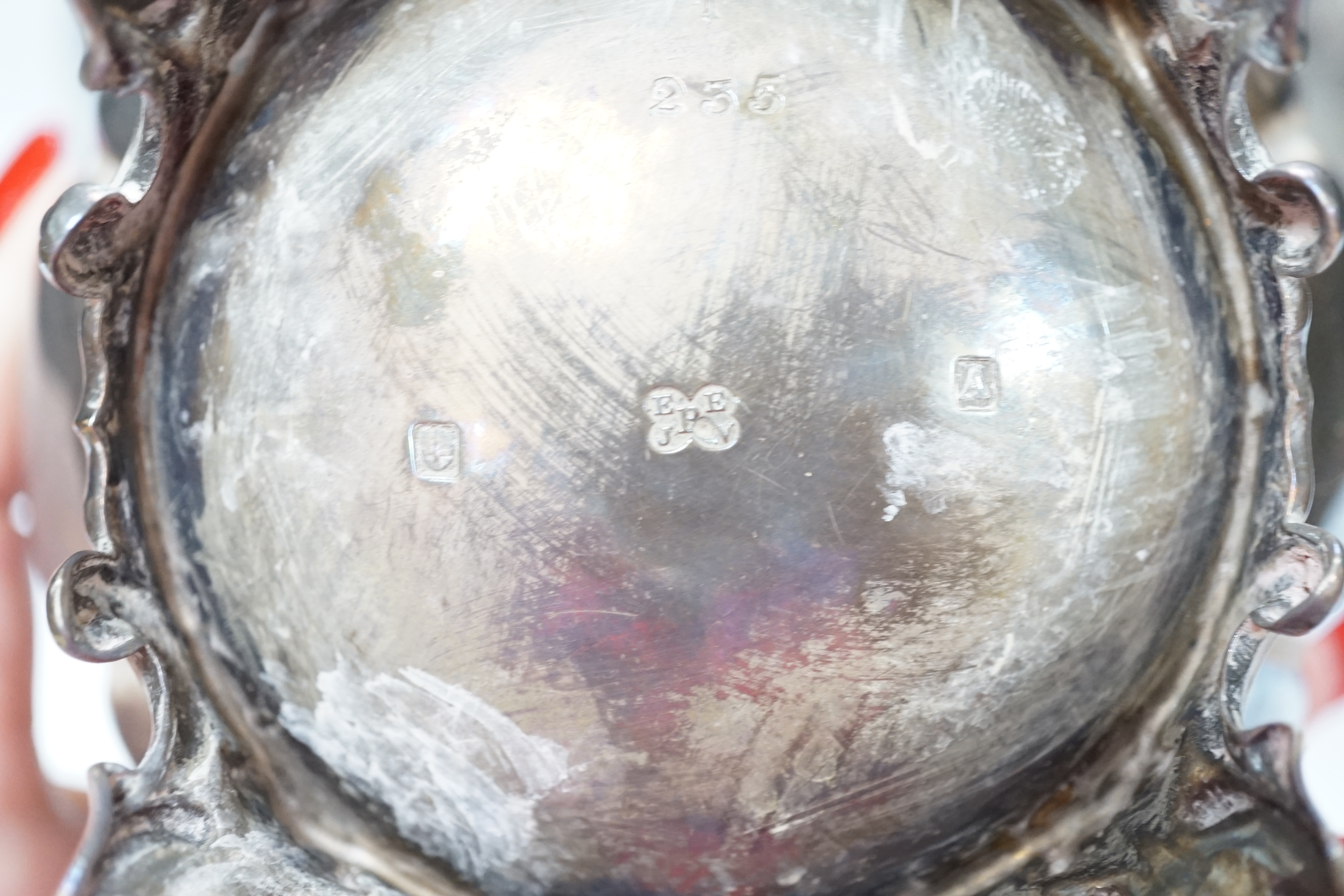 A quantity of silver plated wares to include a three piece tea set, tureen cover and pair of candelabra, 42cm CITES Submission reference S7EVMP55